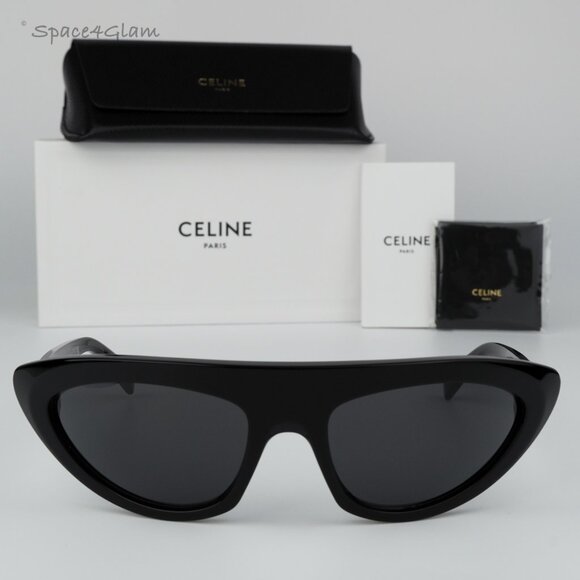 BRAND NEW Celine CL40261I 01A Black Dark Grey Wraparound Unisex Sunglasses - Picture 3 of 8